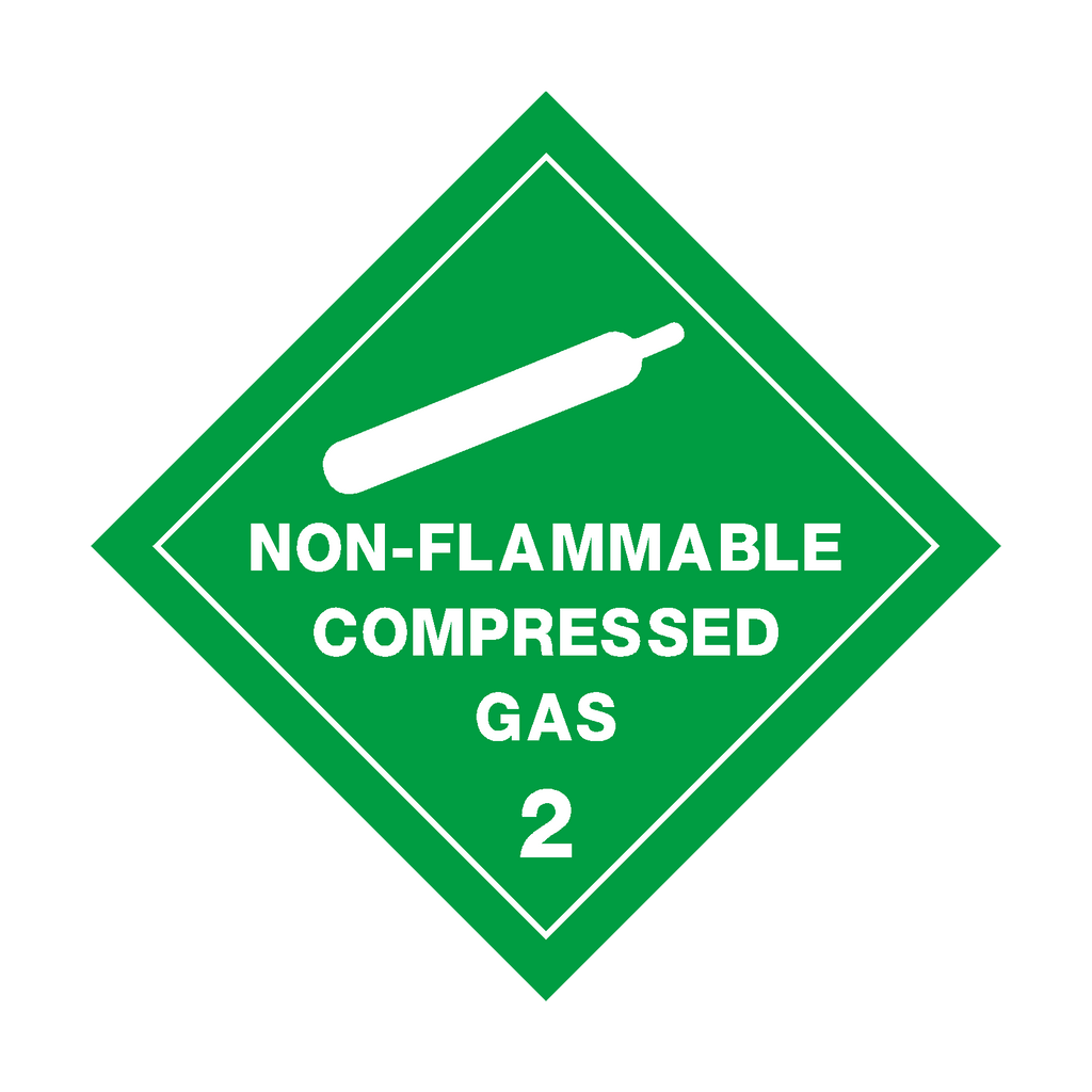 Non Flammable Compressed Gas 2 White Sign | Safety-Label.co.uk