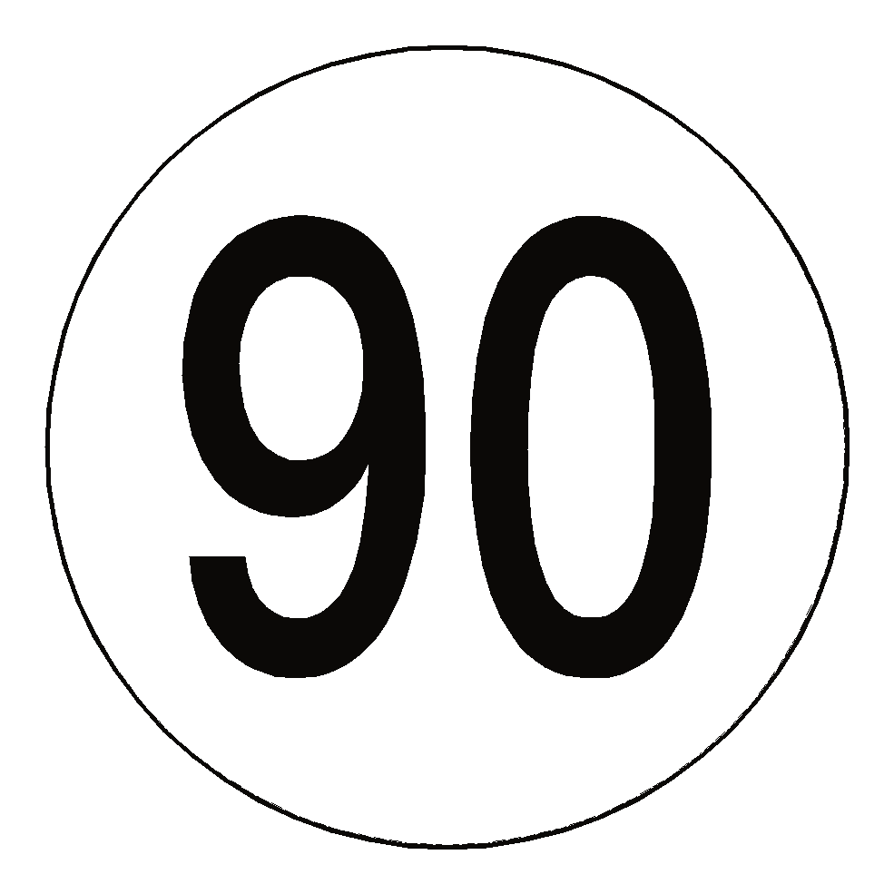 90 Kph Speed Limit Sticker International - Pack of 2 | Safety-Label.co.uk