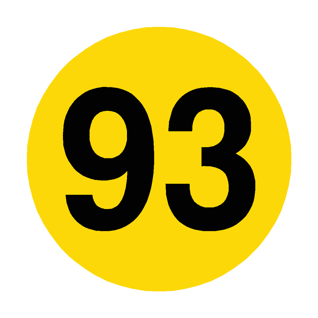 Yellow 93 Number 93 Floor Marker