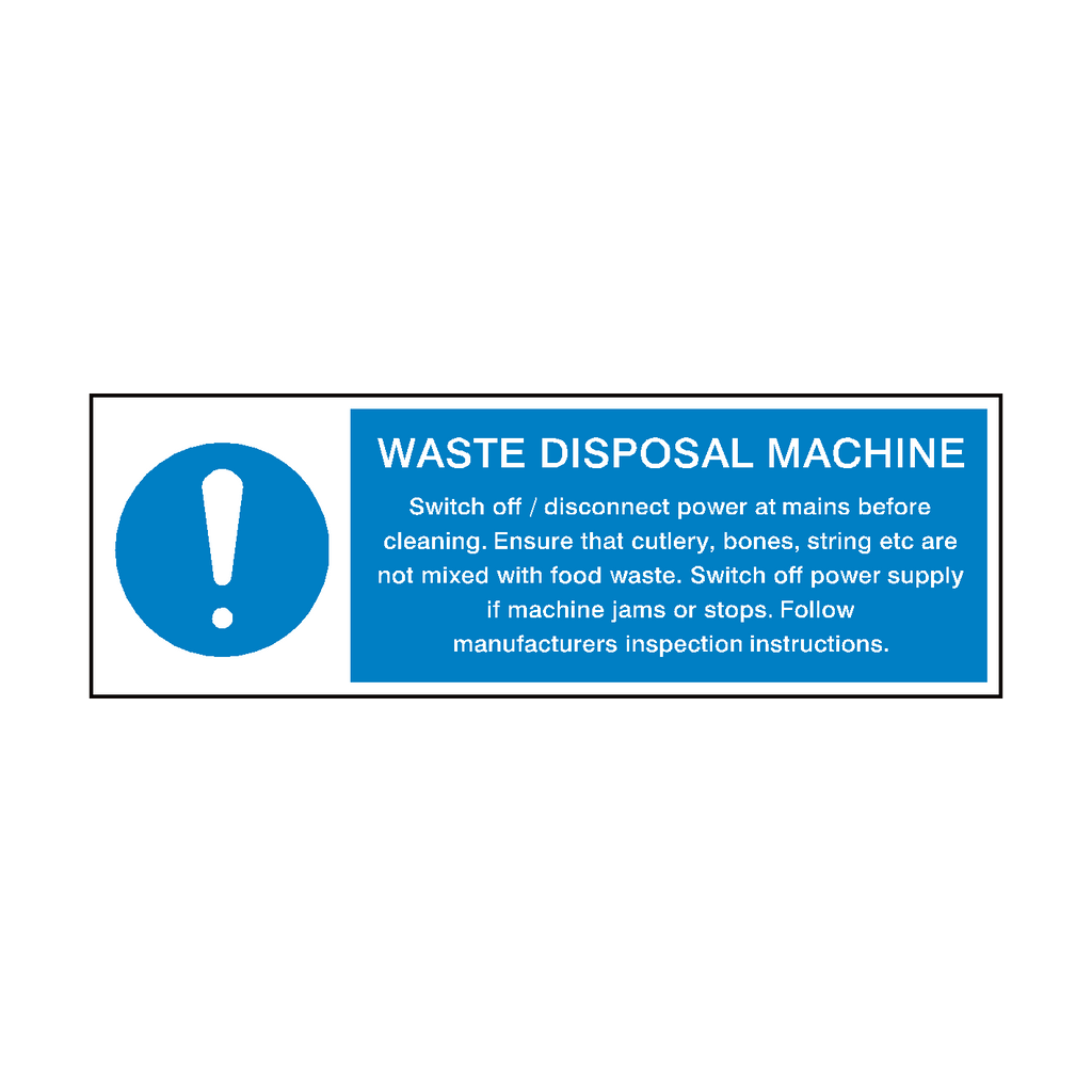 Waste Disposal Machine Instructions Sticker | Safety-Label.co.uk