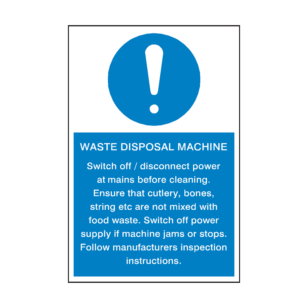 Non Use Machine Sticker Waste Disposal Machine Mandatory Sticker