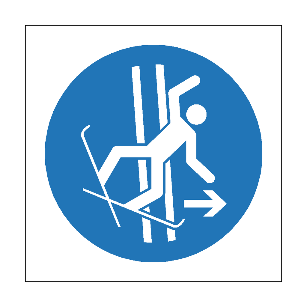 Immediately Leave Tow-Track After Fall Symbol Label | Safety-Label.co.uk