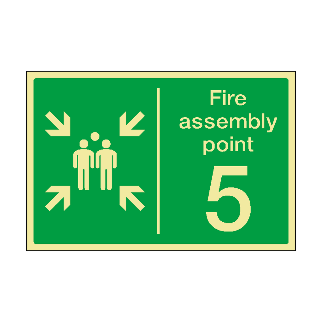 Fire Assembly Point Horizontal 5 Photoluminescent Sticker