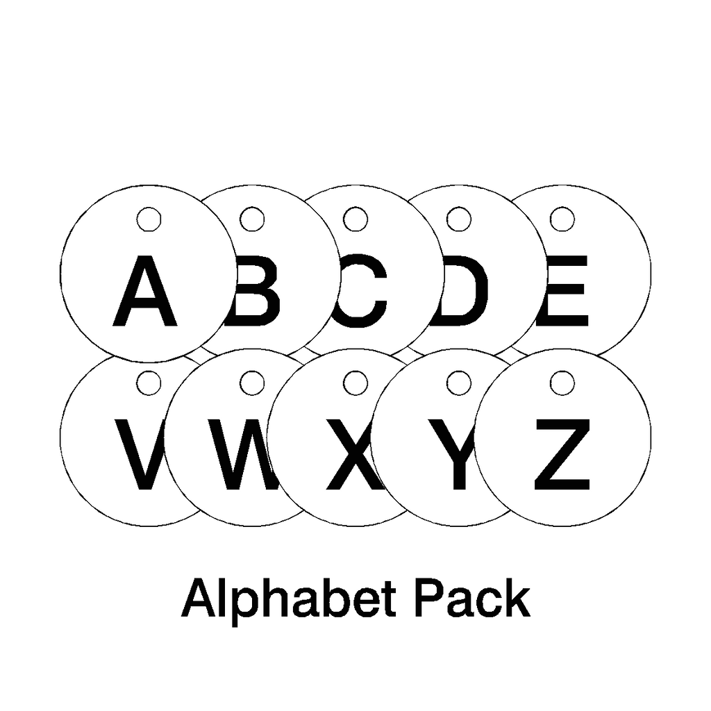 Traffolyte White / Black Alphabet Letter Valve Tags – 26 Pack
