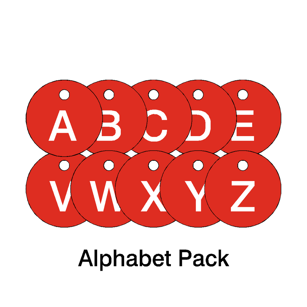 Traffolyte Red / White Alphabet Letter Valve Tags – 26 Pack
