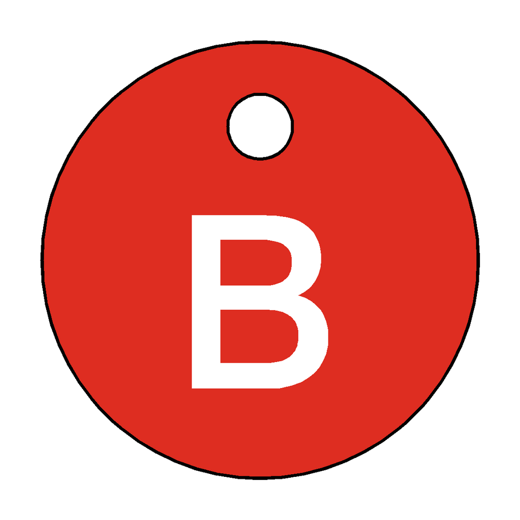 Traffolyte Red / White Letter B Valve Tag