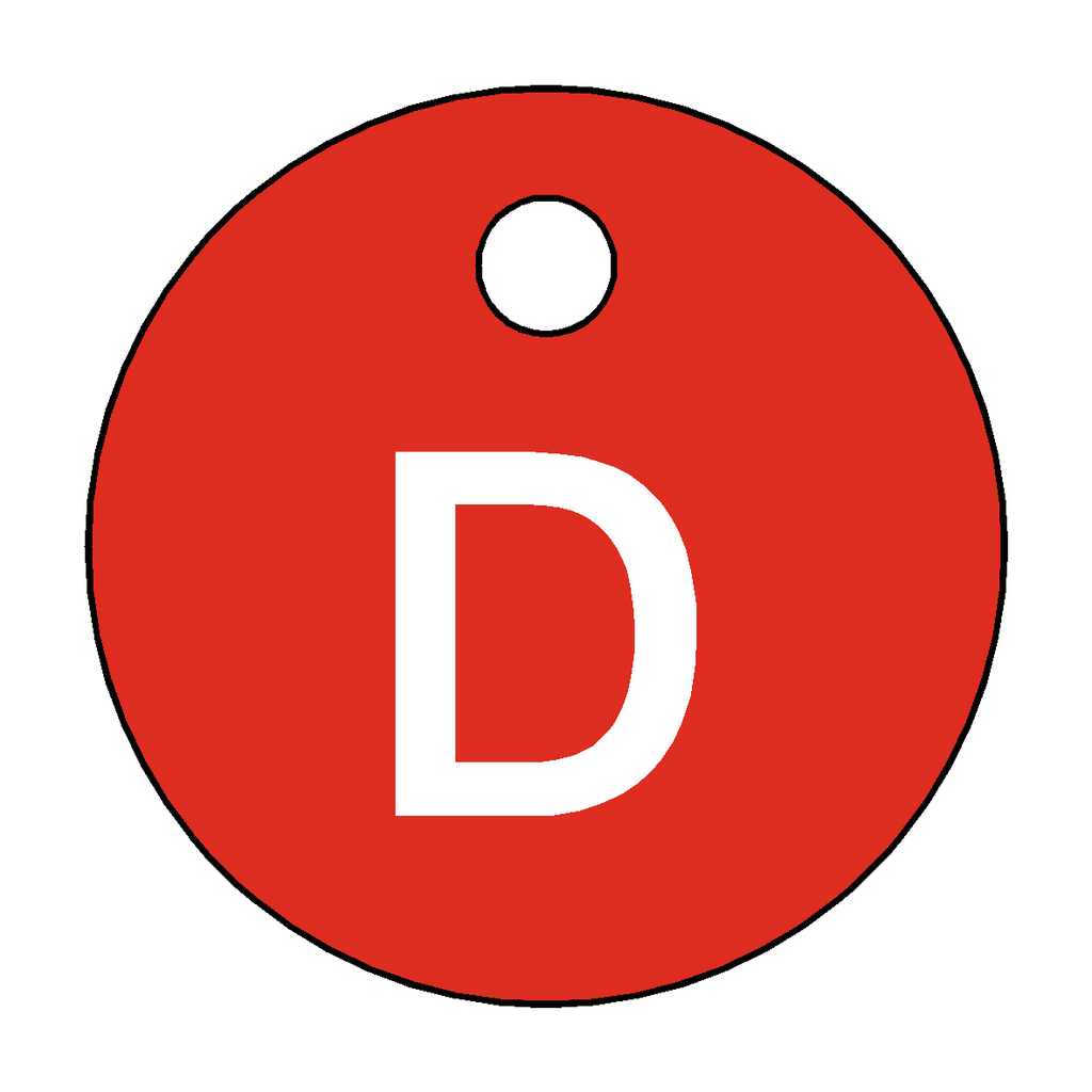 Traffolyte Red / White Letter D Valve Tag