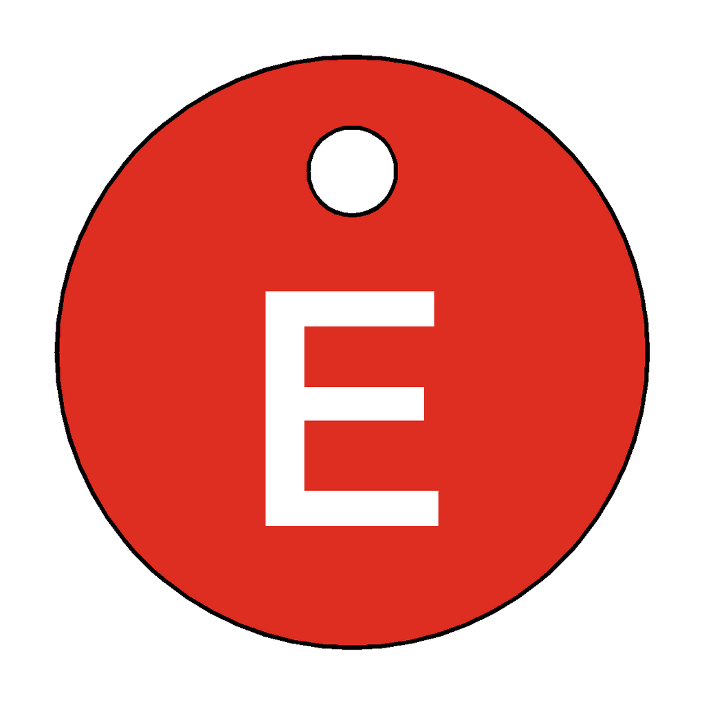 Traffolyte Red / White Letter E Valve Tag