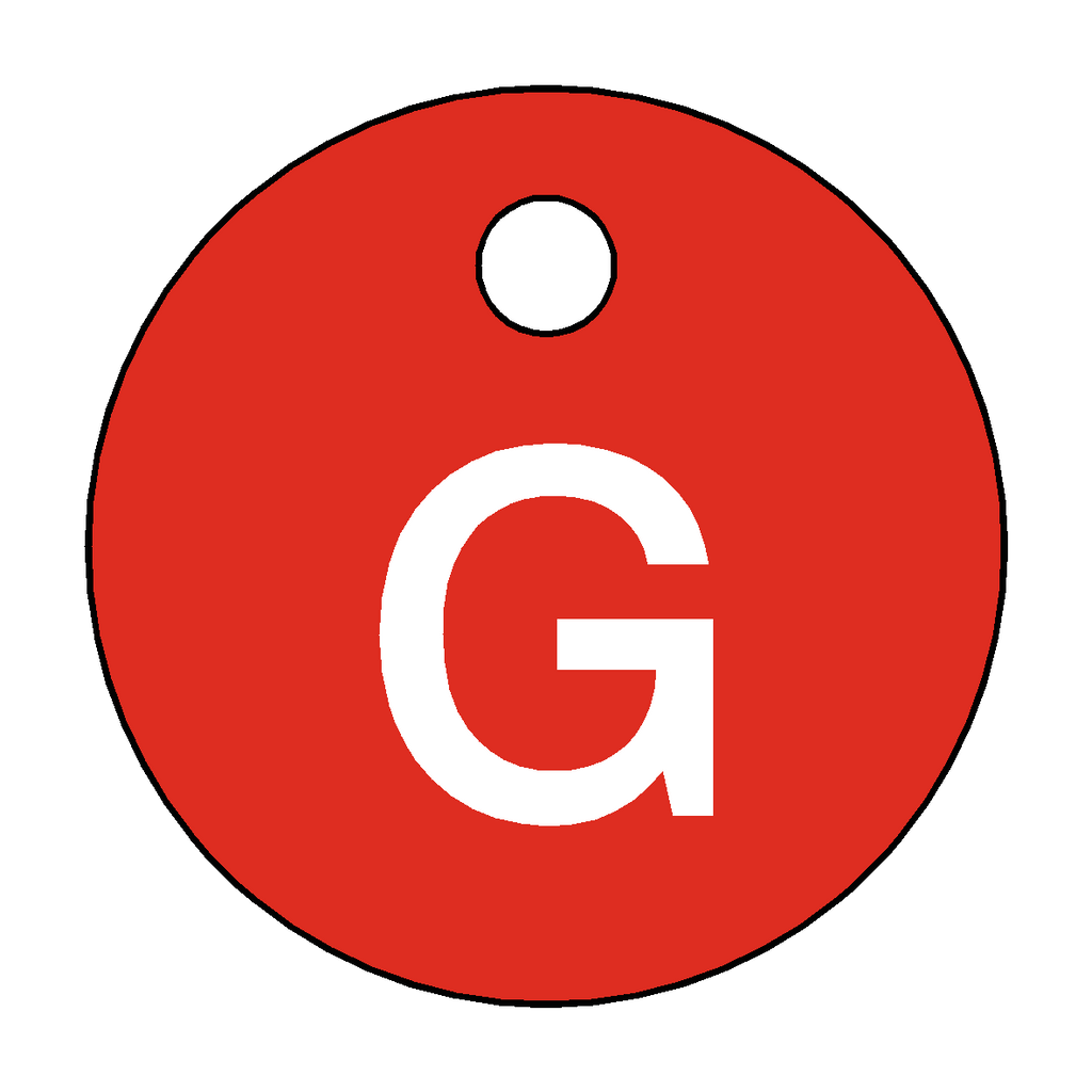 Traffolyte Red / White Letter G Valve Tag