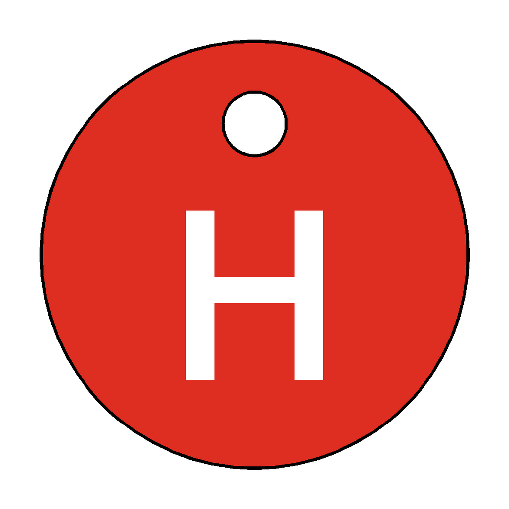 Traffolyte Red / White Letter H Valve Tag