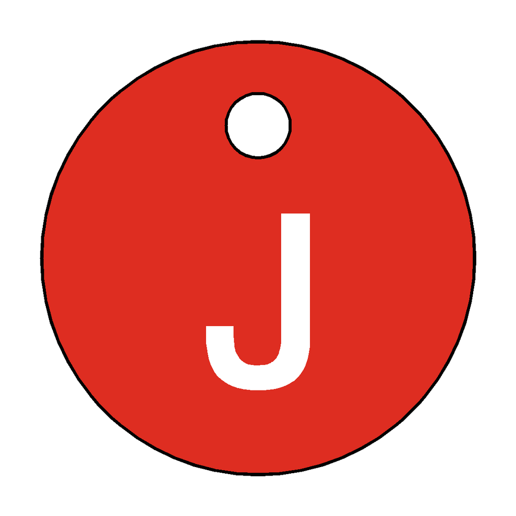 Traffolyte Red / White Letter J Valve Tag