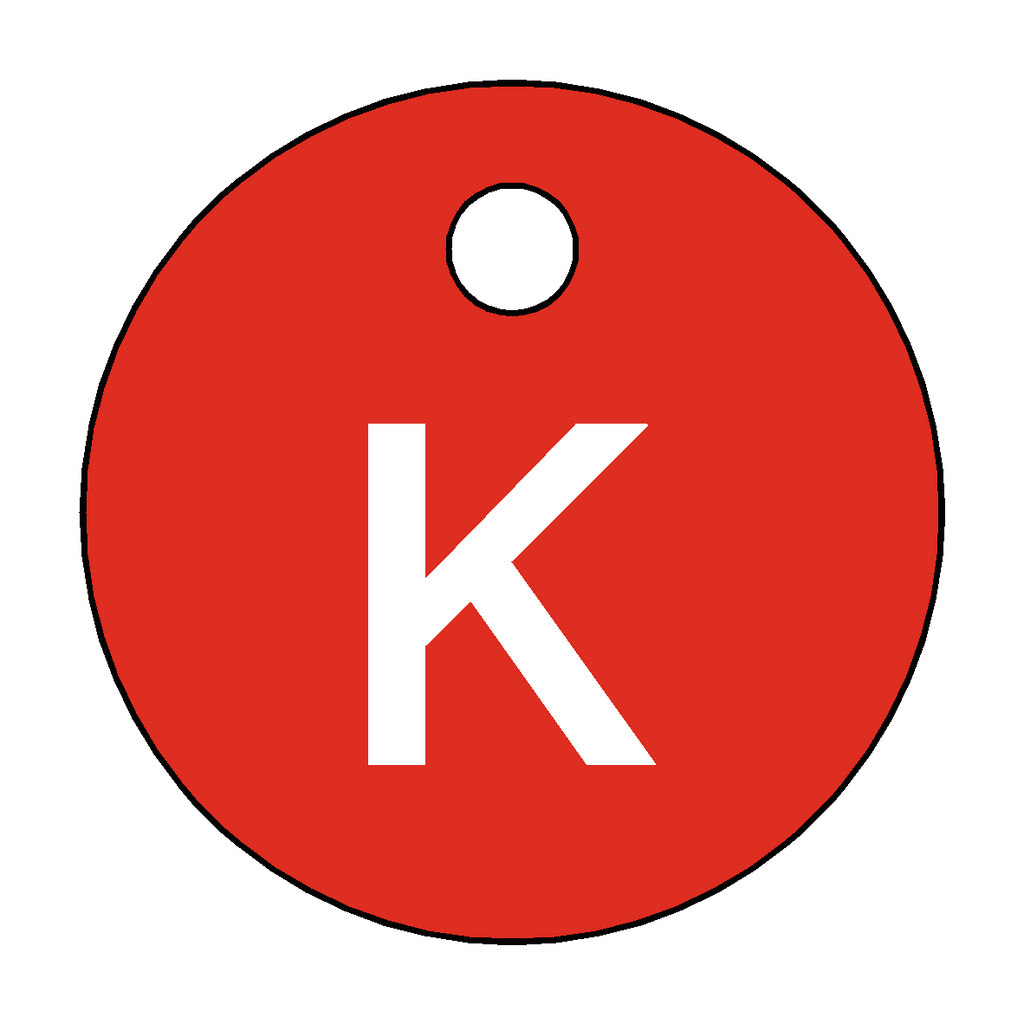 Traffolyte Red / White Letter K Valve Tag
