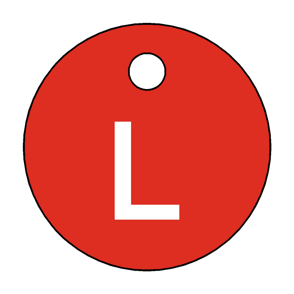 Traffolyte Red / White Letter L Valve Tag