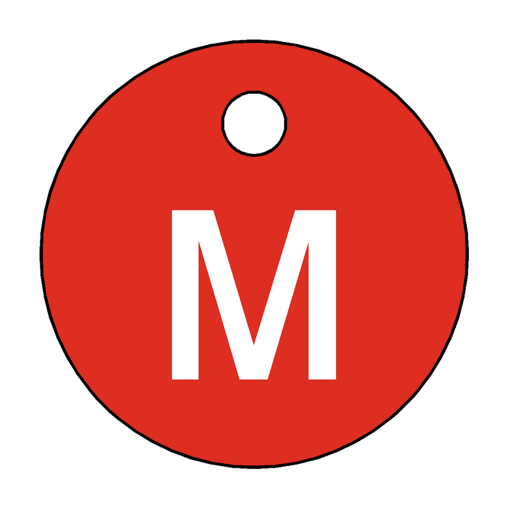 Traffolyte Red / White Letter M Valve Tag
