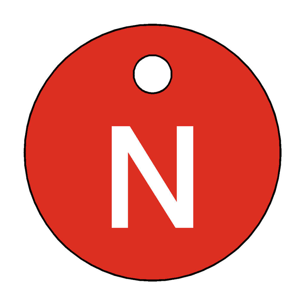 Traffolyte Red / White Letter N Valve Tag