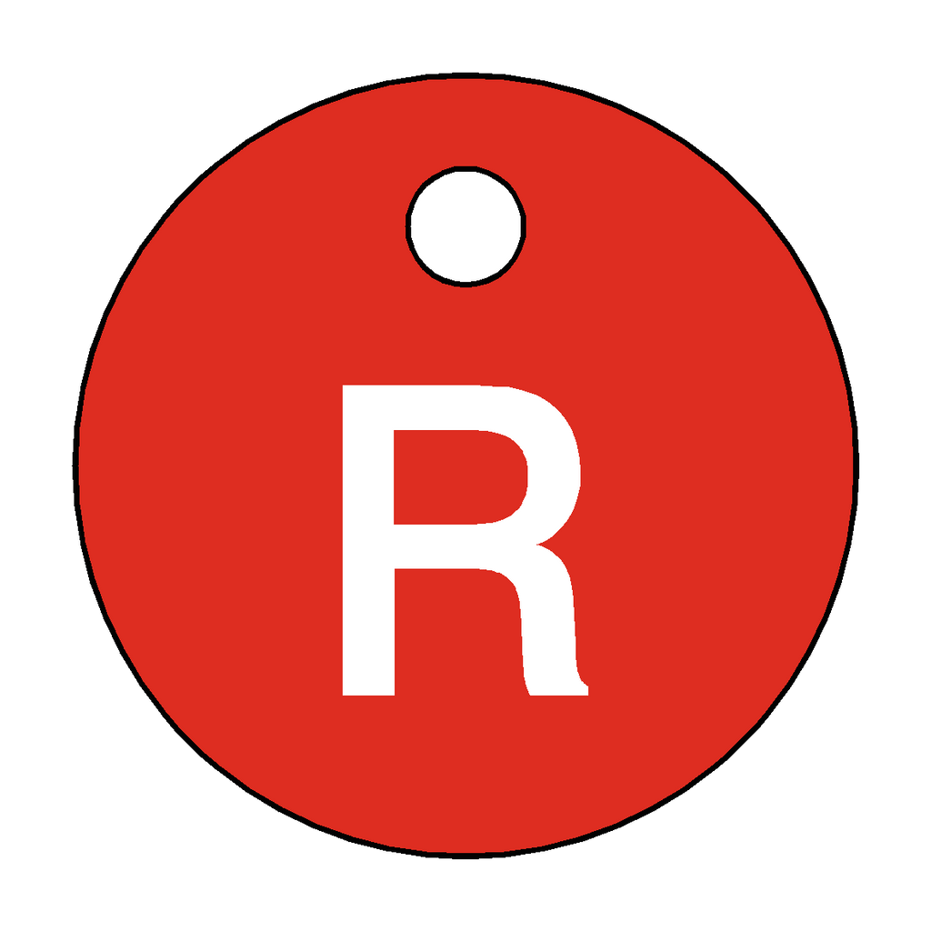 Traffolyte Red / White Letter R Valve Tag