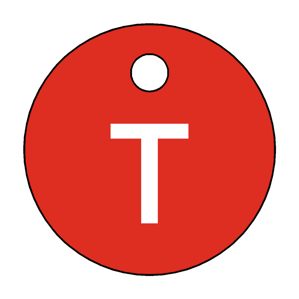Traffolyte Red / White Letter T Valve Tag