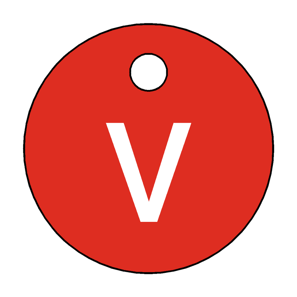 Traffolyte Red / White Letter V Valve Tag