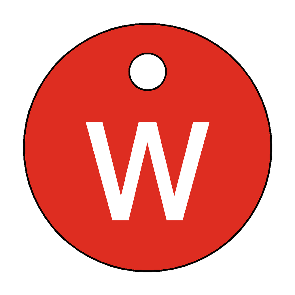 Traffolyte Red / White Letter W Valve Tag
