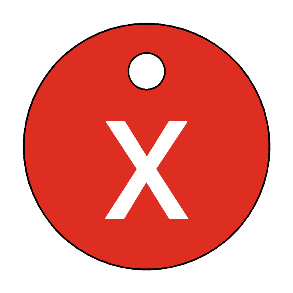 Traffolyte Red / White Letter X Valve Tag