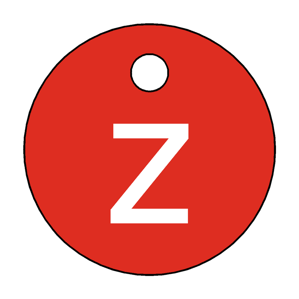 Traffolyte Red / White Letter Z Valve Tag