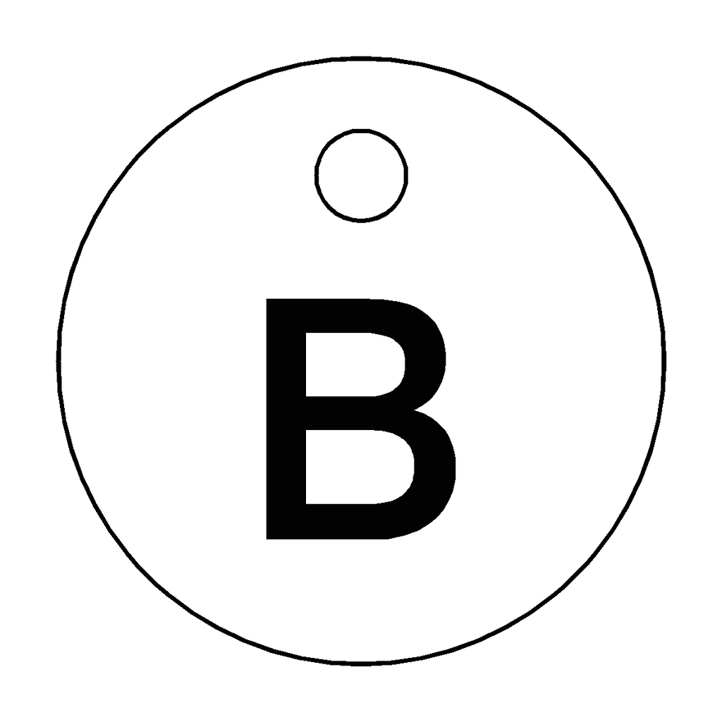 Traffolyte White / Black Letter B Valve Tag