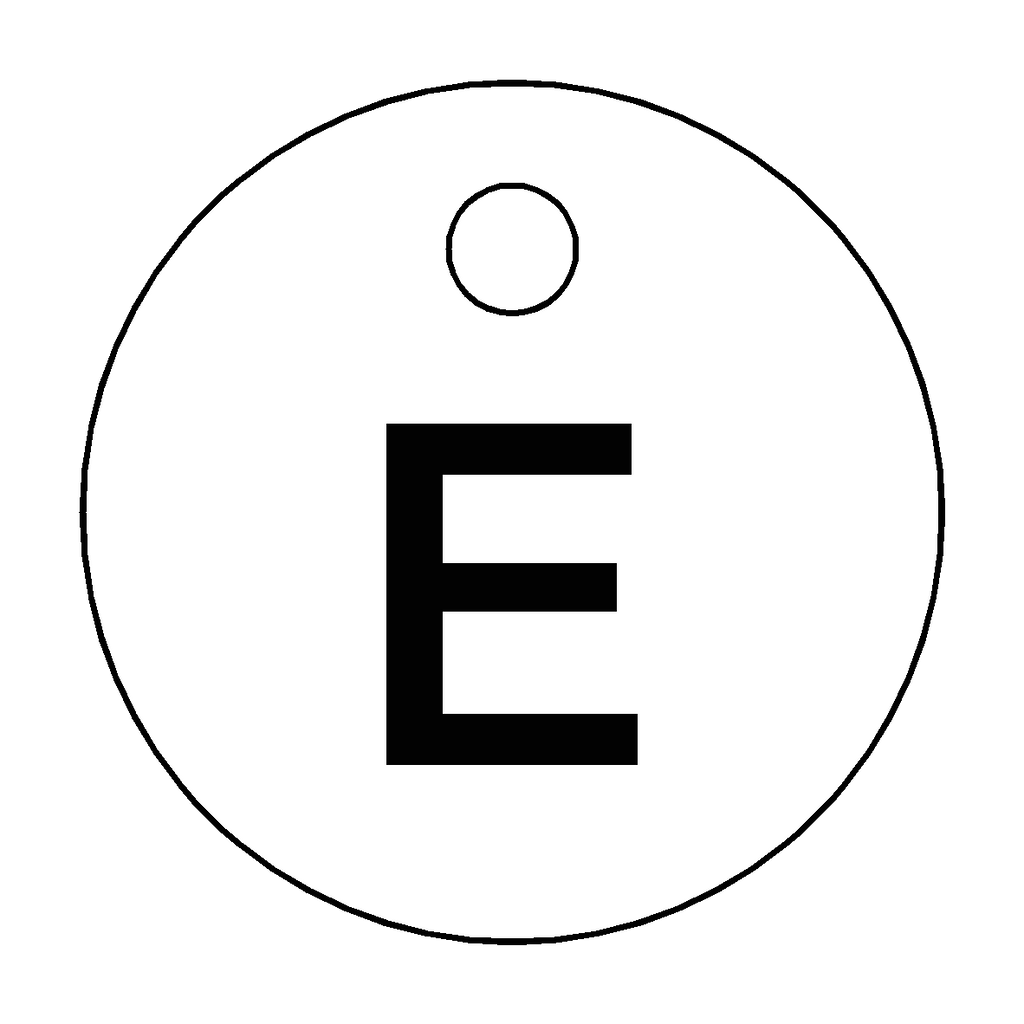 Traffolyte White / Black Letter E Valve Tag