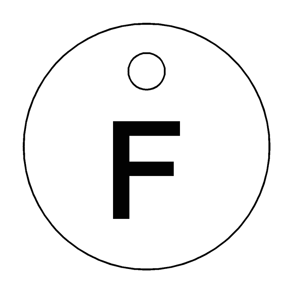 Traffolyte White / Black Letter F Valve Tag