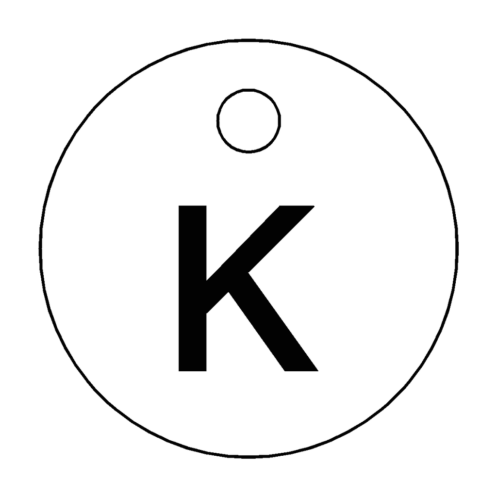 Traffolyte White / Black Letter K Valve Tag