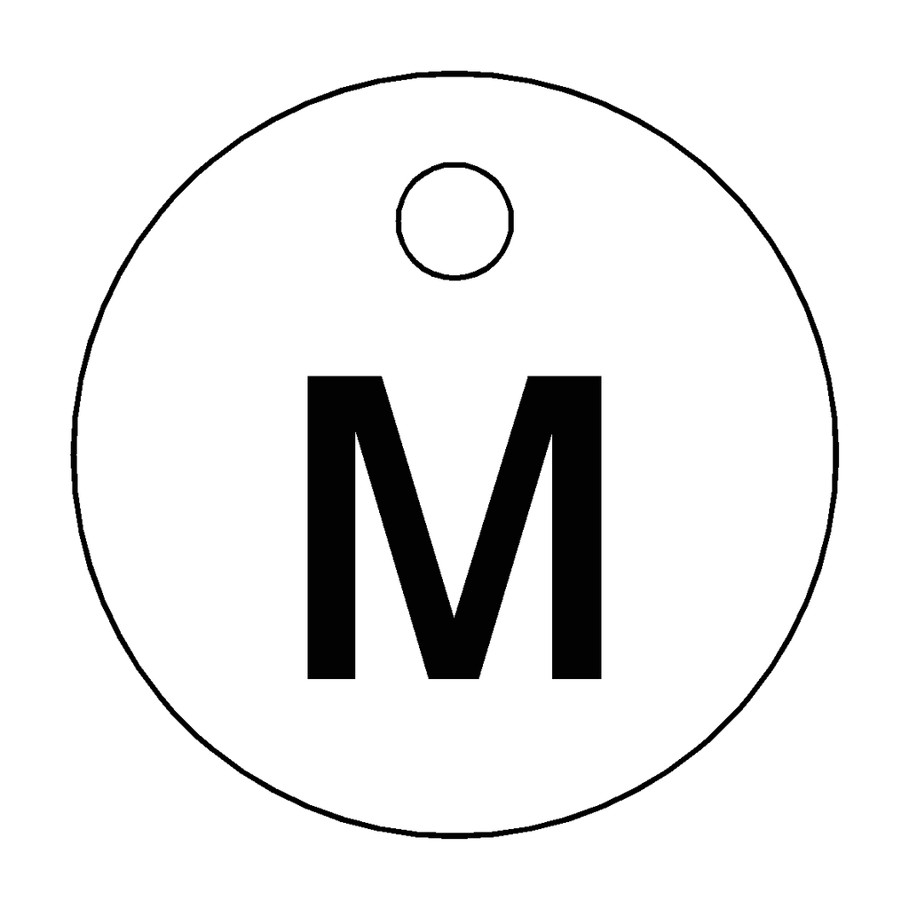 Traffolyte White / Black Letter M Valve Tag
