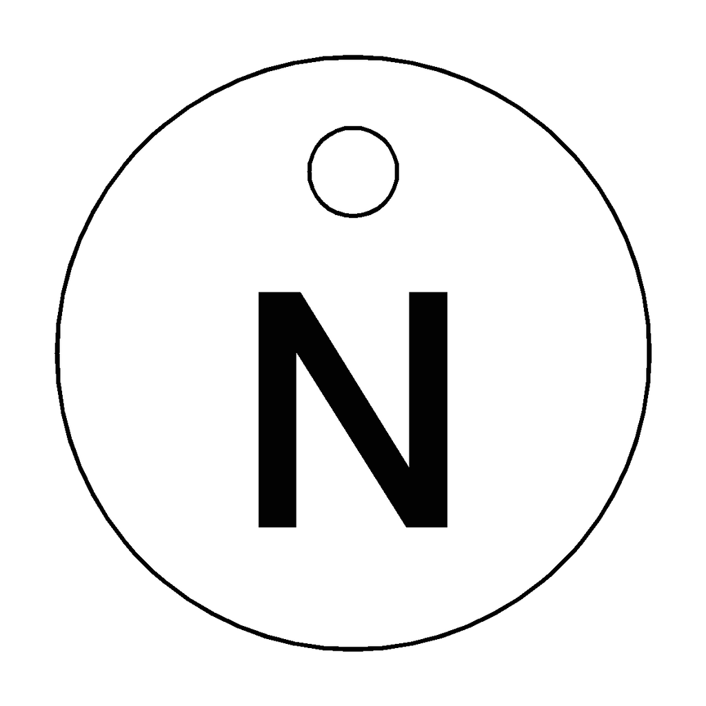 Traffolyte White / Black Letter N Valve Tag