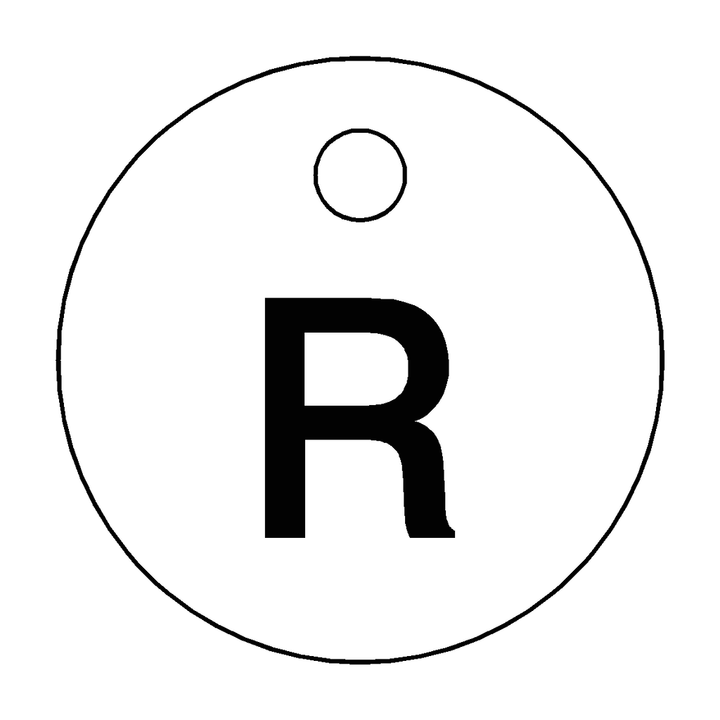 Traffolyte White / Black Letter R Valve Tag