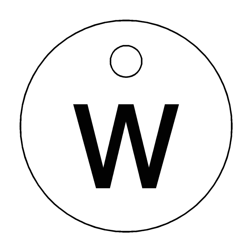 Traffolyte White / Black Letter W Valve Tag