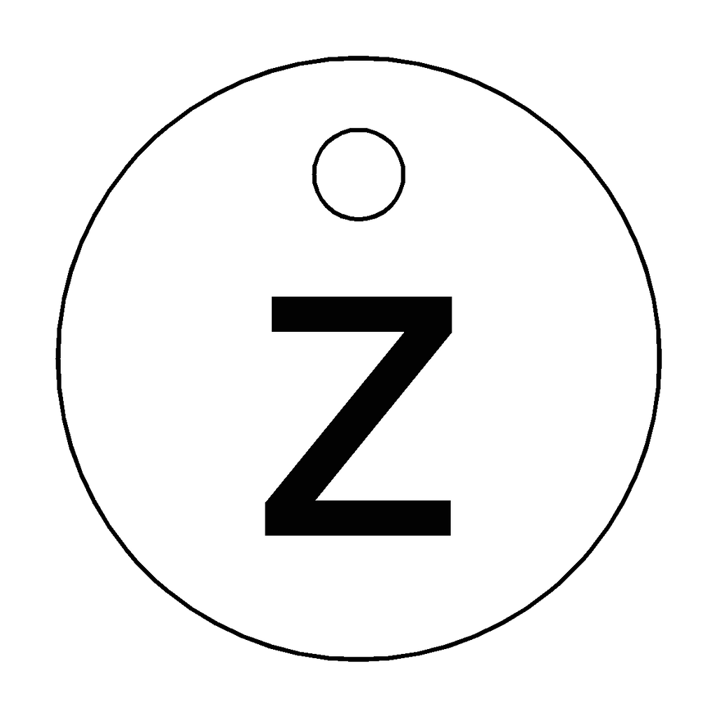 Traffolyte White / Black Letter Z Valve Tag