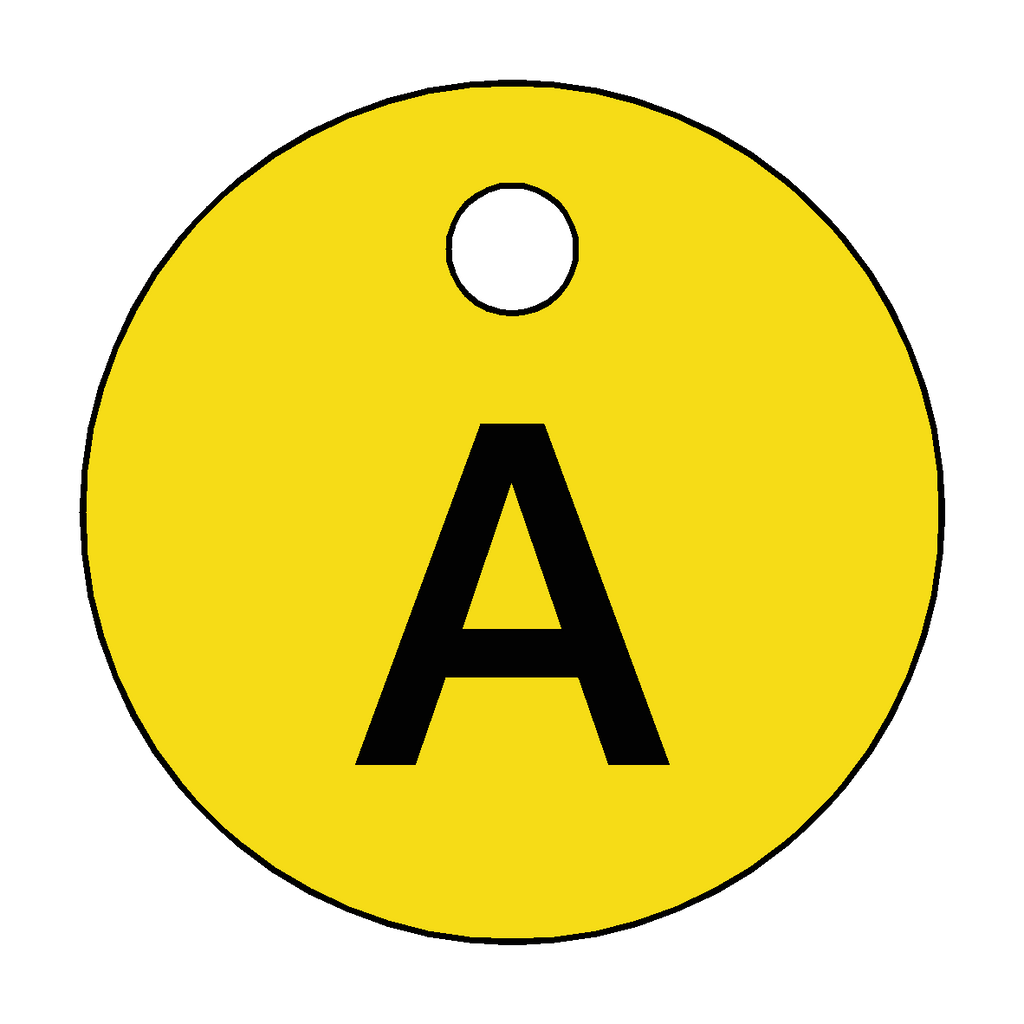 Traffolyte Yellow / Black Letter A Valve Tag