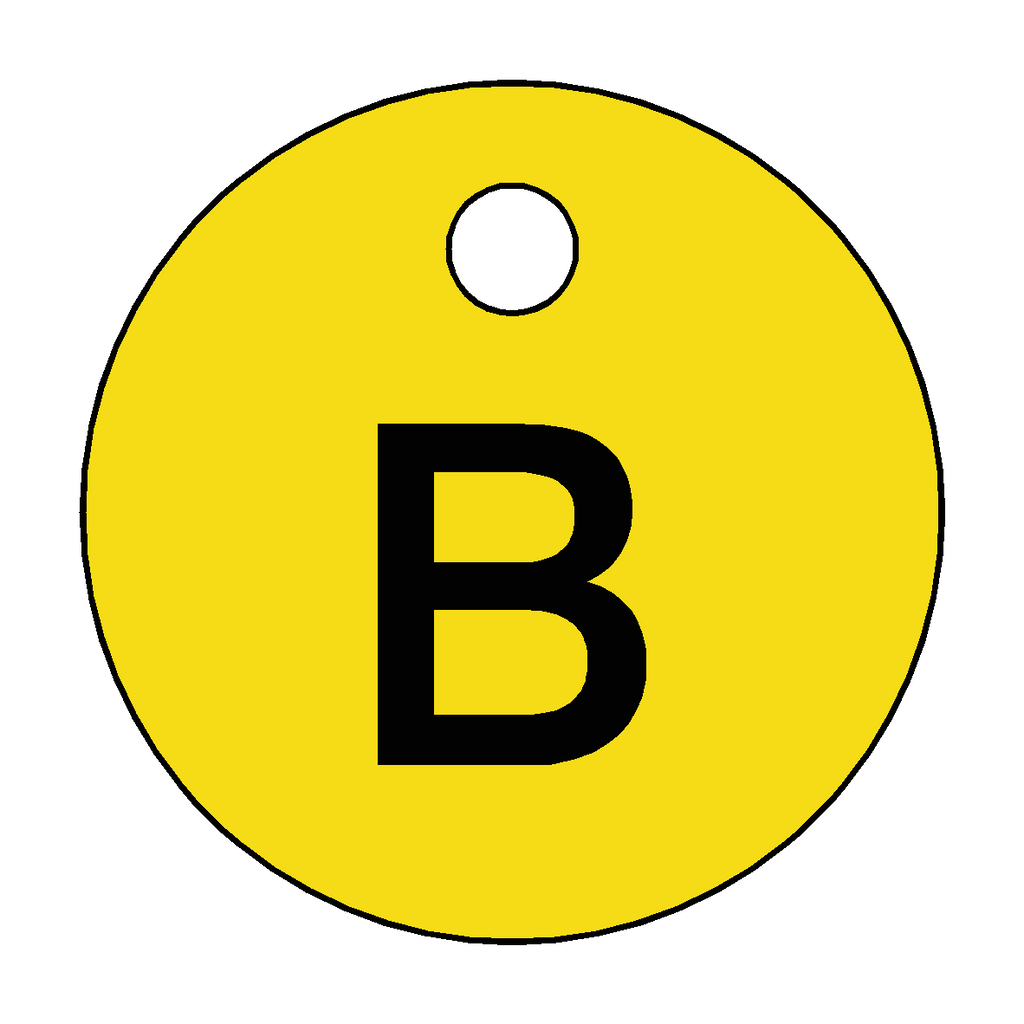 Traffolyte Yellow / Black Letter B Valve Tag