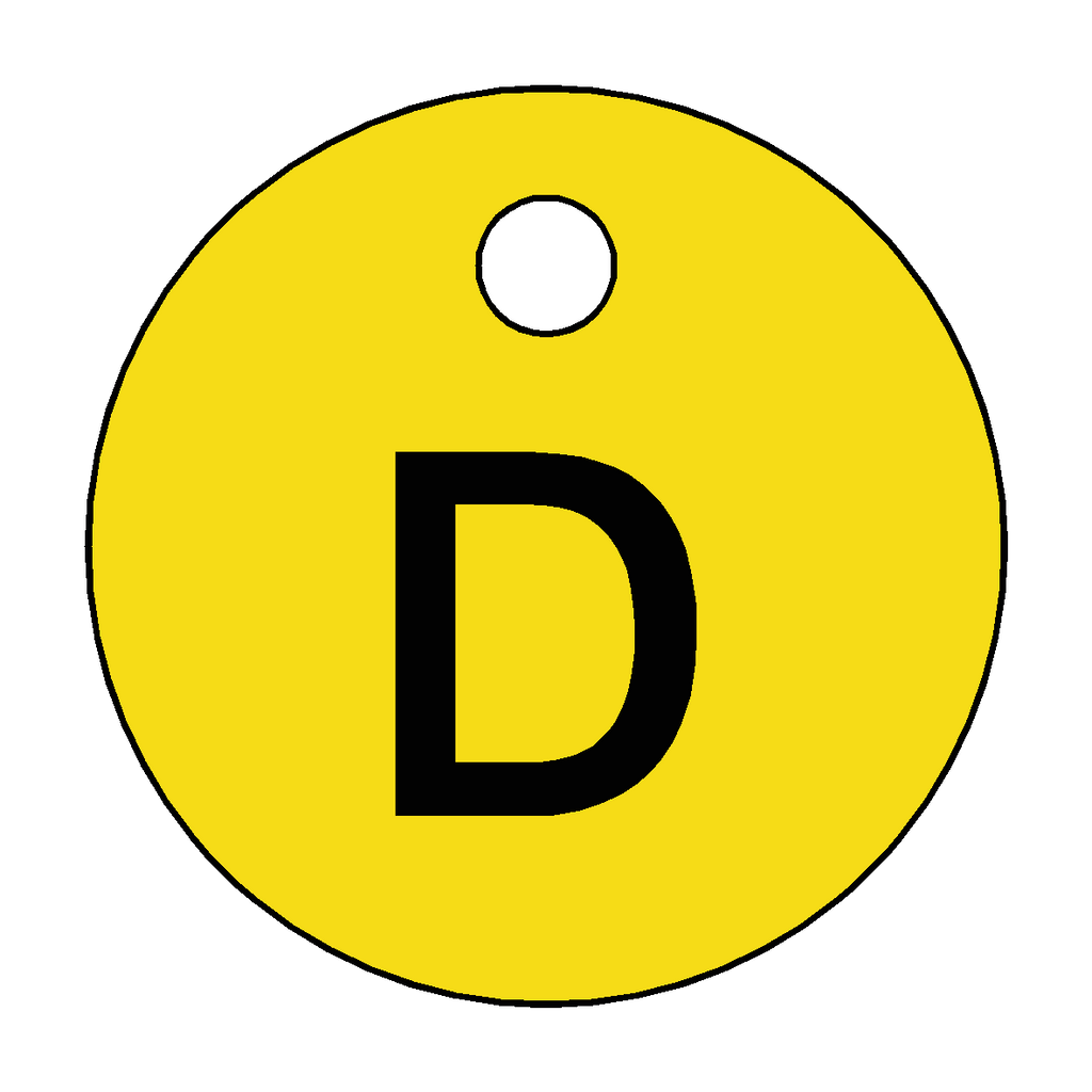 Traffolyte Yellow / Black Letter D Valve Tag
