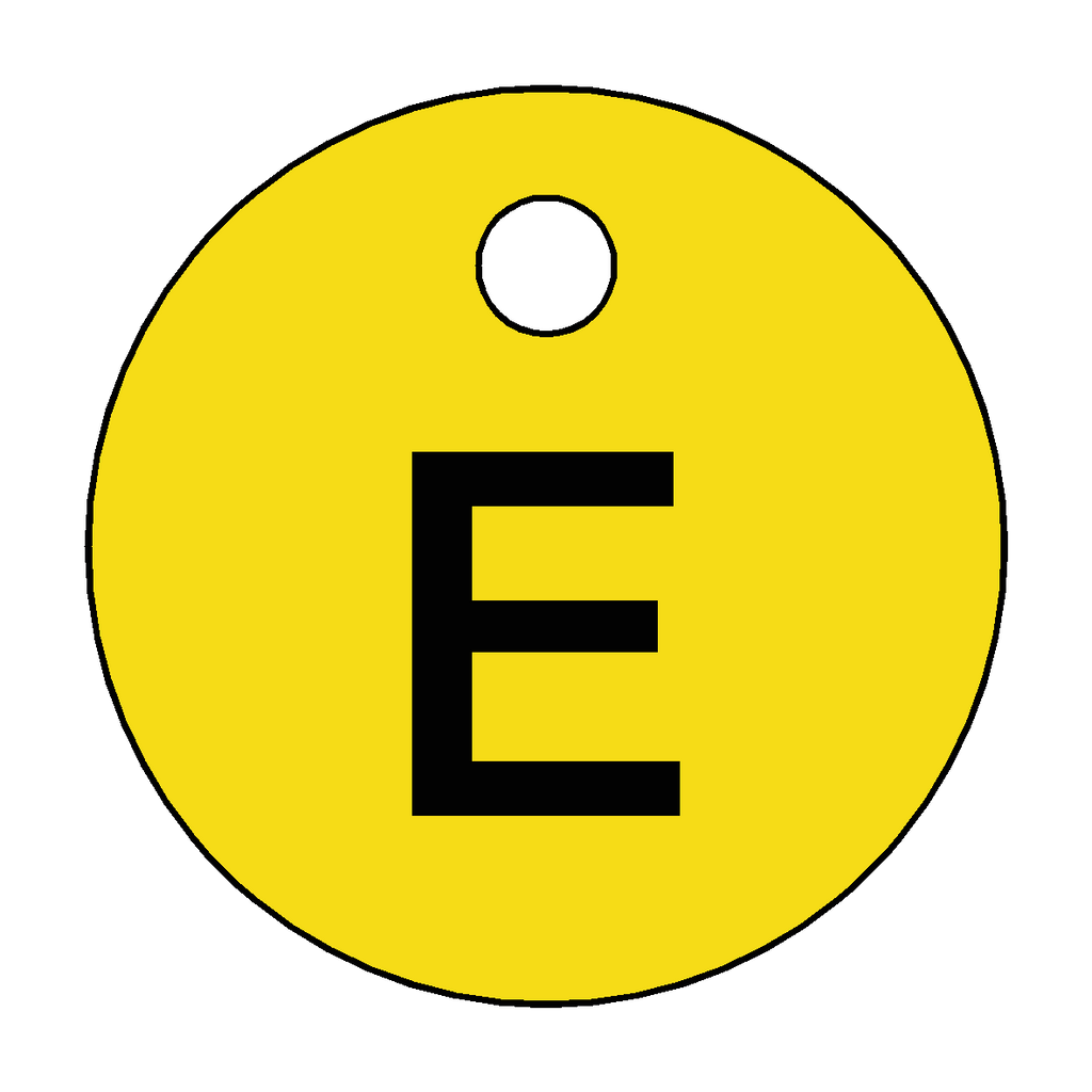 Traffolyte Yellow / Black Letter E Valve Tag