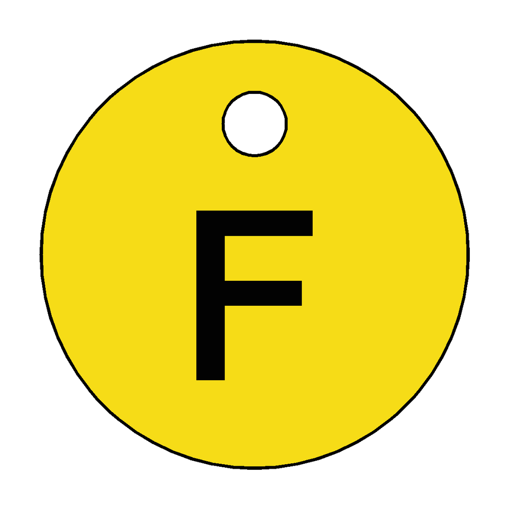 Traffolyte Yellow / Black Letter F Valve Tag