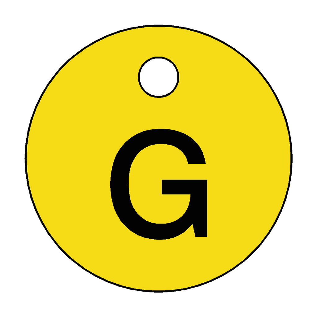Traffolyte Yellow / Black Letter G Valve Tag