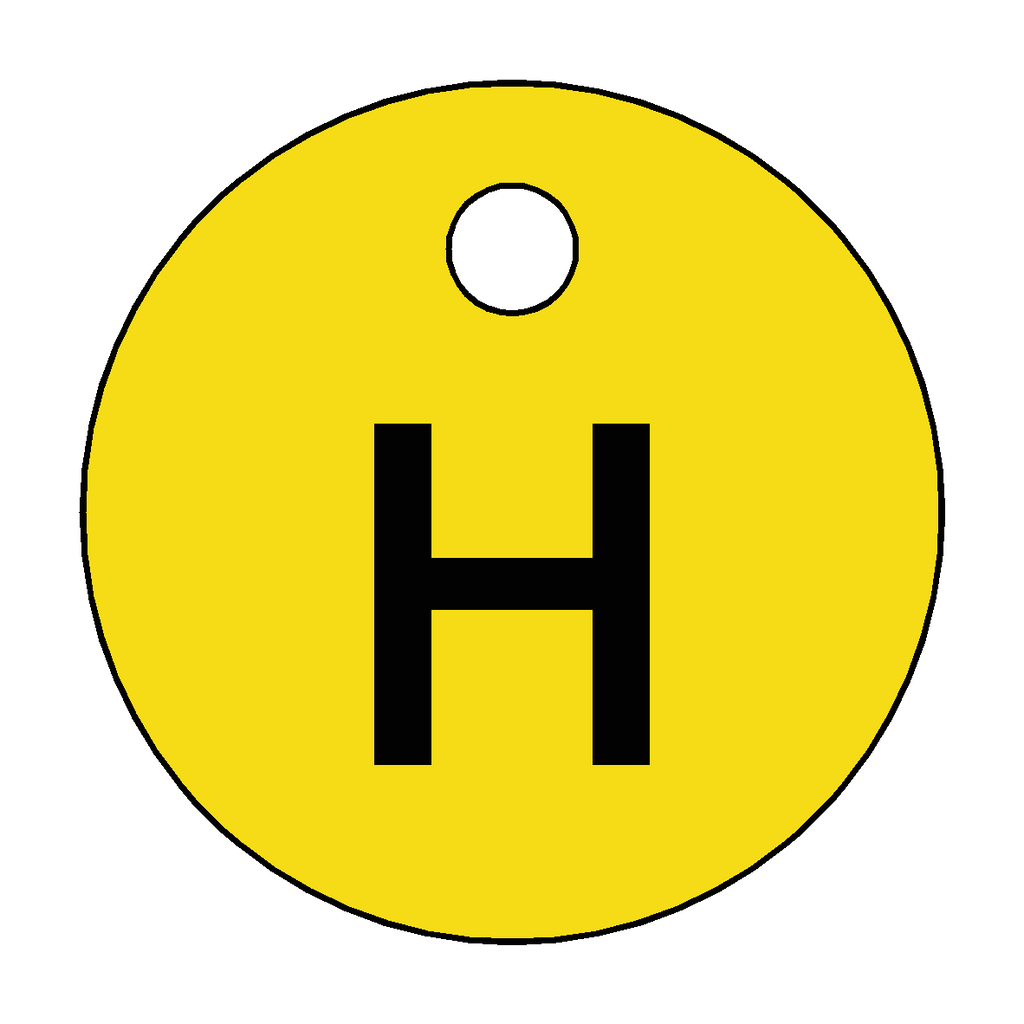 Traffolyte Yellow / Black Letter H Valve Tag