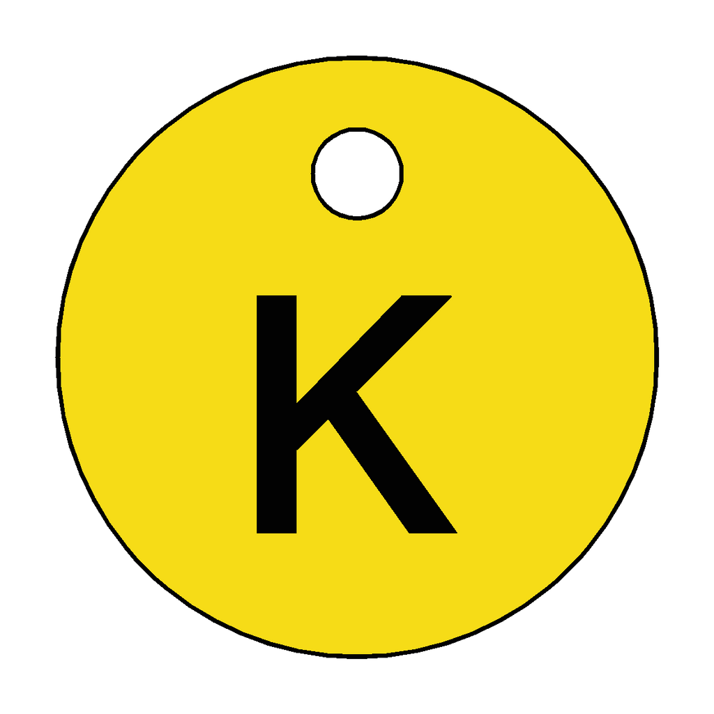 Traffolyte Yellow / Black Letter K Valve Tag