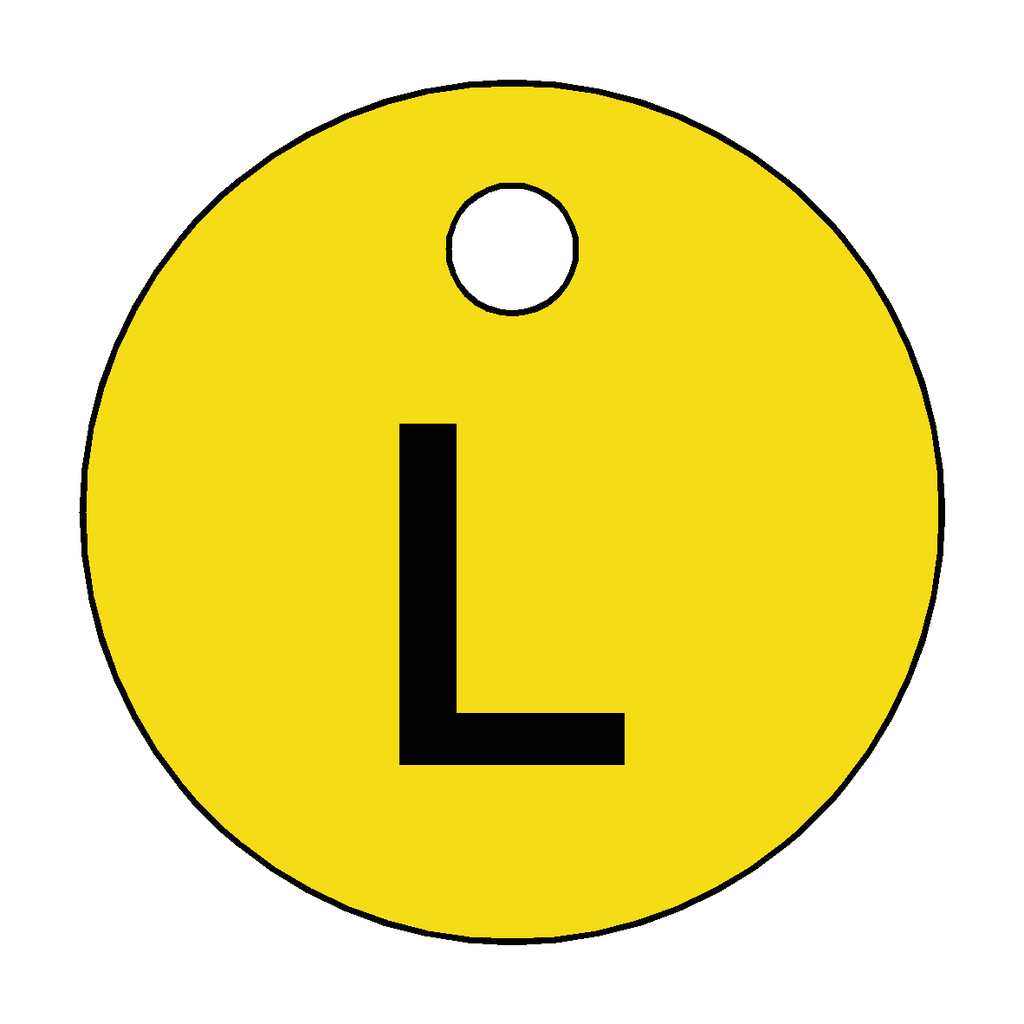 Traffolyte Yellow / Black Letter L Valve Tag