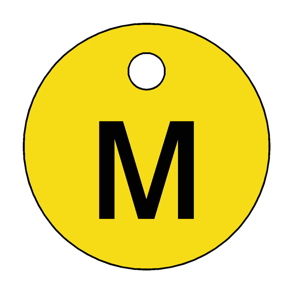 Traffolyte Yellow / Black Letter M Valve Tag