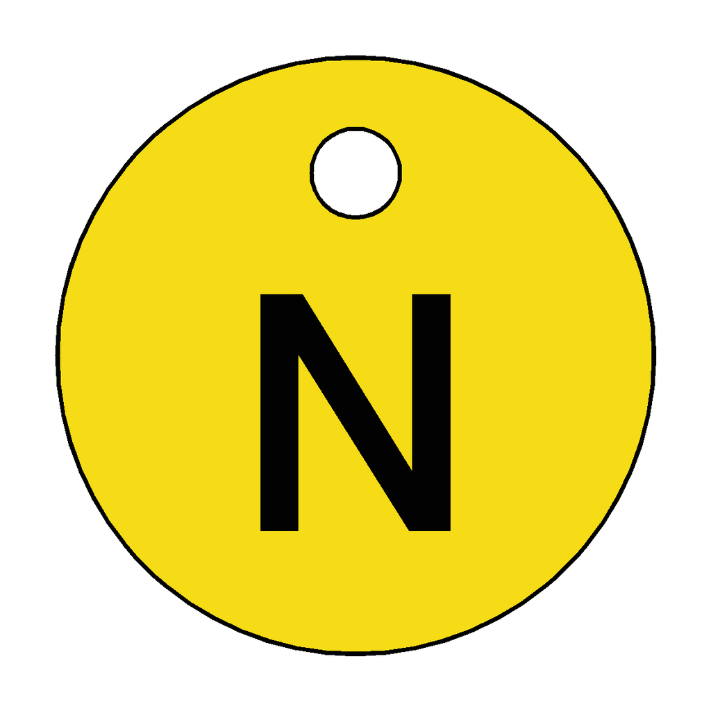 Traffolyte Yellow / Black Letter N Valve Tag