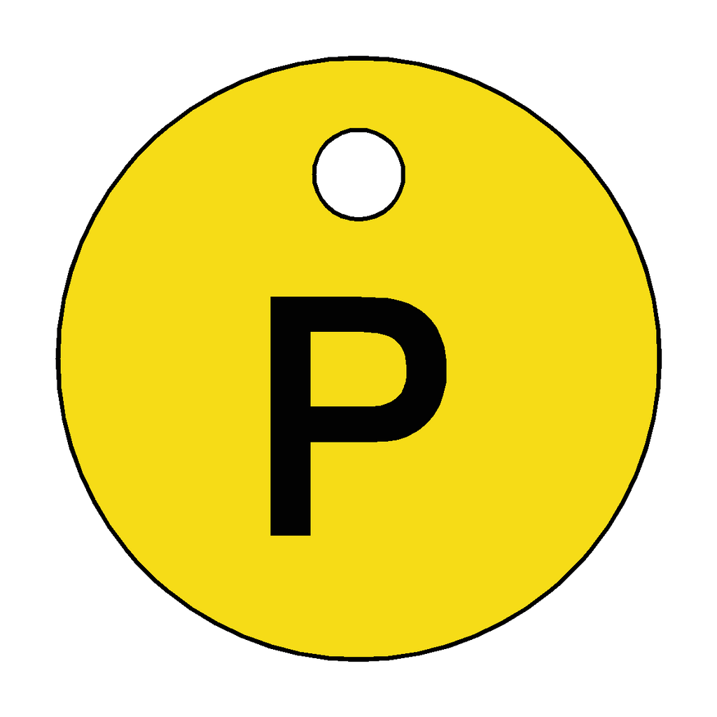 Traffolyte Yellow / Black Letter P Valve Tag