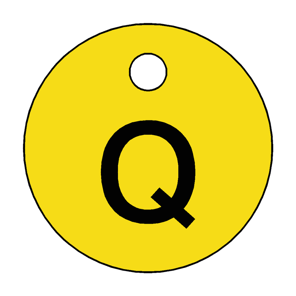 Traffolyte Yellow / Black Letter Q Valve Tag