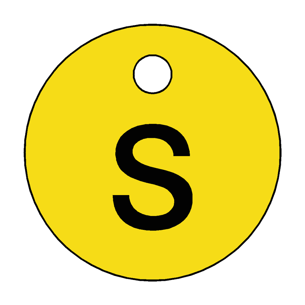 Traffolyte Yellow / Black Letter S Valve Tag