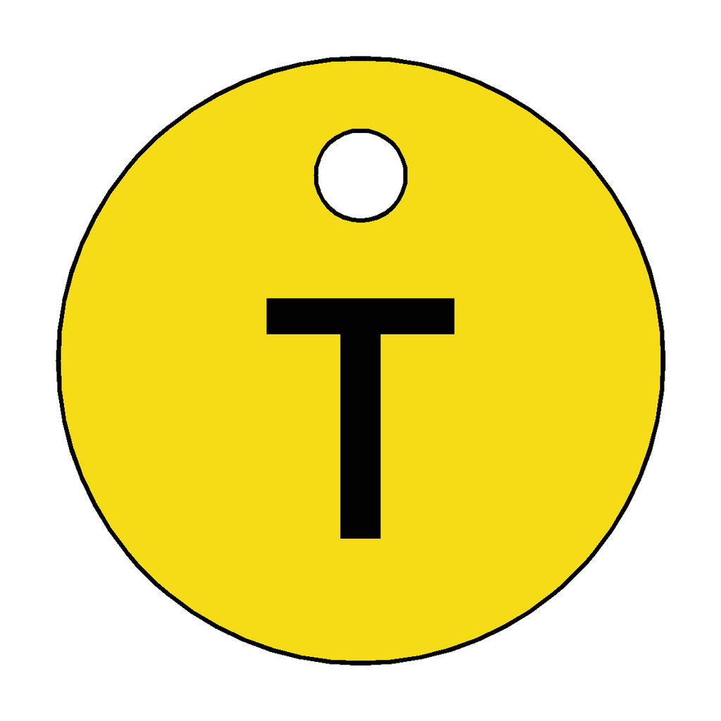 Traffolyte Yellow / Black Letter T Valve Tag