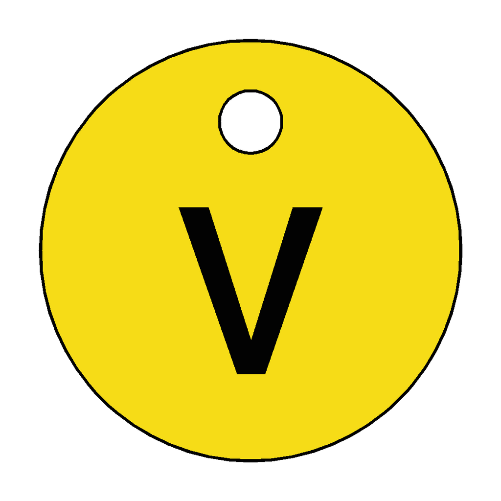 Traffolyte Yellow / Black Letter V Valve Tag